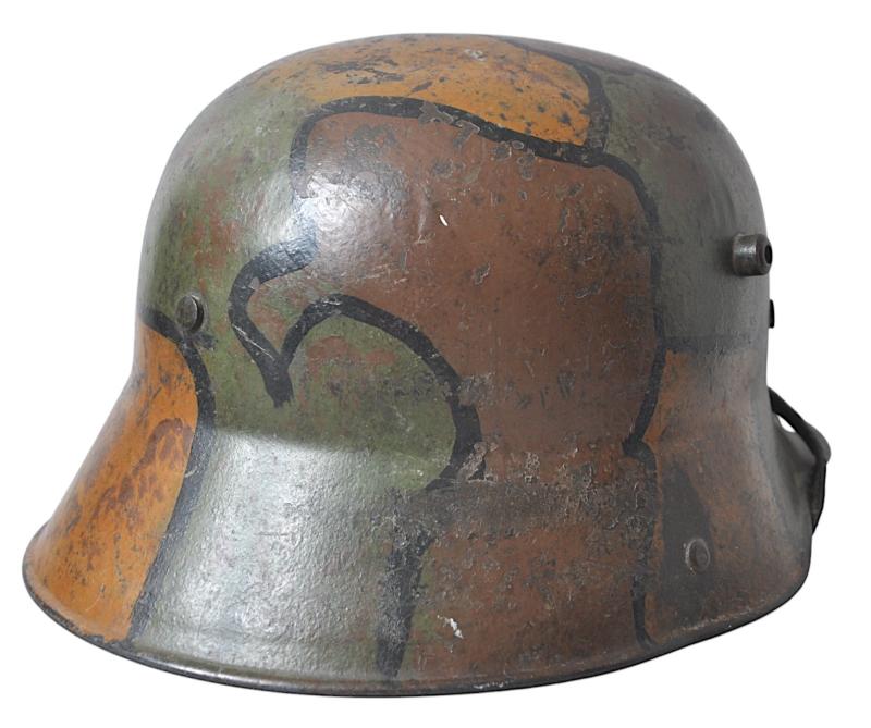 WW1 German Battle Damaged Camouflage M16 Helmet