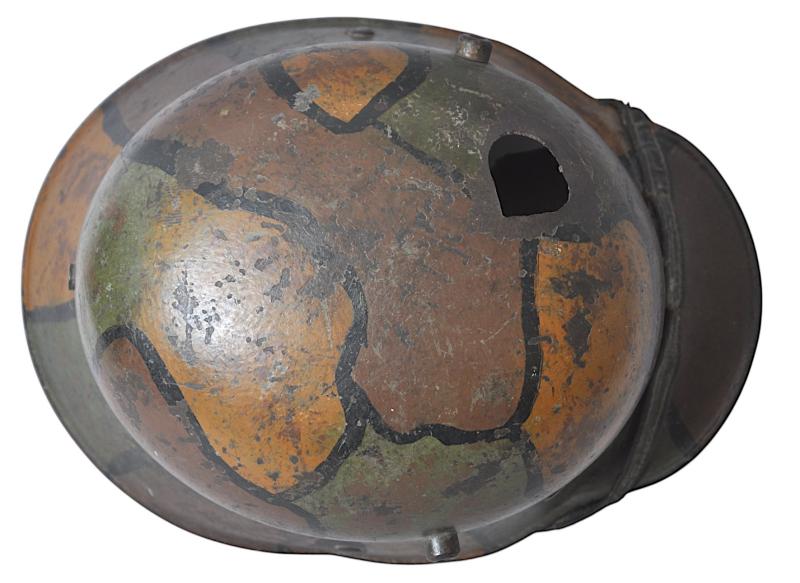WW1 German Battle Damaged Camouflage M16 Helmet