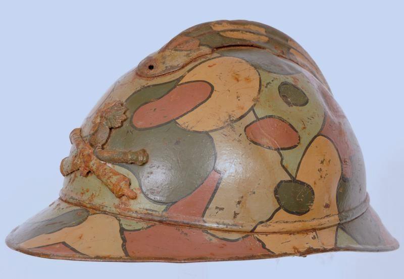 WW1 French Camouflaged Adrian Souvenir Helmet