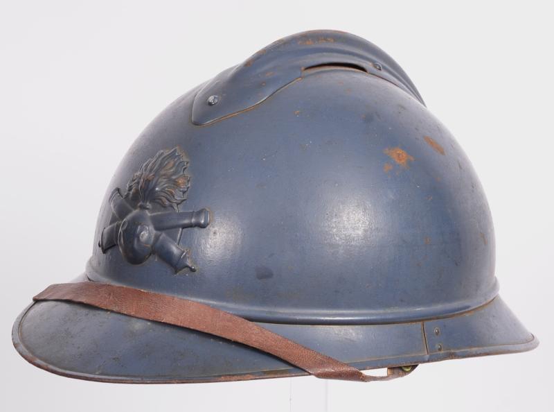 WW1 French M15 Artillery Adrian Helmet - Early Horizon Blue Paint