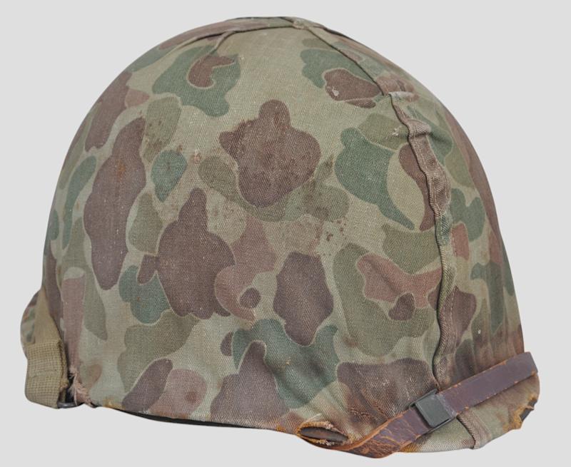 WW2 USMC Helmet  With 1st Type Camouflage Cover .