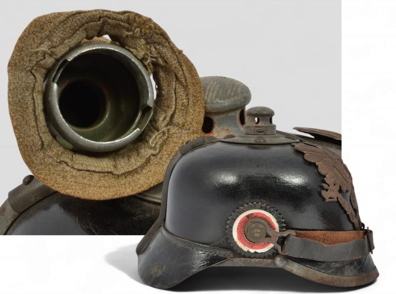 WW1 German Artillery M15 Kugelhelm and Cover 1915