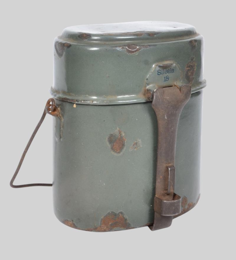 WW1 German Enamelled Messtin set - 1918 Matching Maker & Date Marked