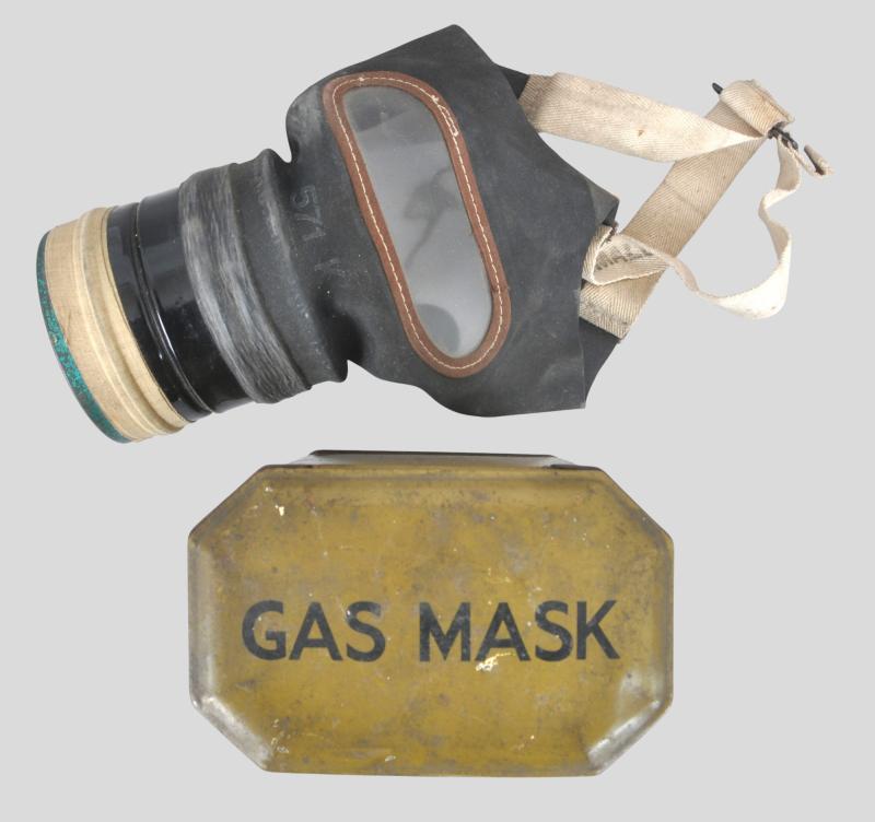 WW2 British Civilian Gas Mask In Carrying Tin