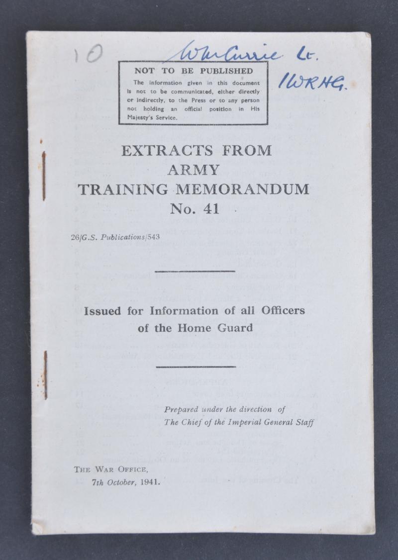 Home Guard Officers Training Memorandum No.41