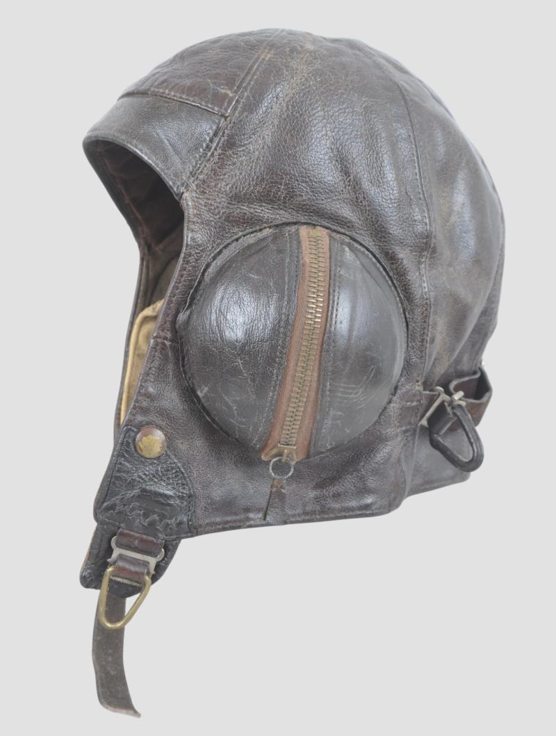 WW2 British RAF B Type Flying Helmet 1940 - With Cheek Protectors & Rubber Earcups