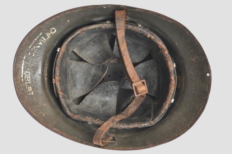 WW2 French ***Named*** 1940 Battle For France Infantry M26 Adrian Helmet