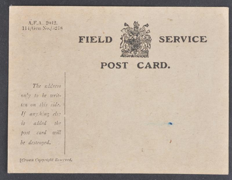 WW1 British Field Service Post Card 1918