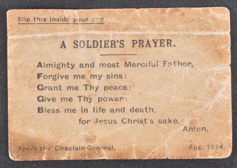 WW1 British Trench Memoranda, Soldiers Prayer & 1st July Somme Message From Lieut-General Sir Aylmer Hunter-Weston