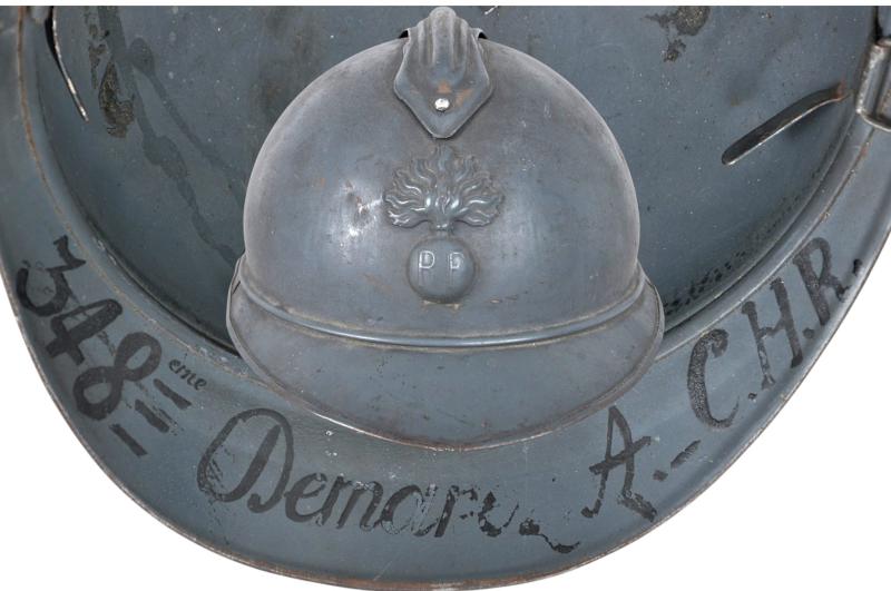 WW1 French Regimentally Marked & Named Adrian Helmet