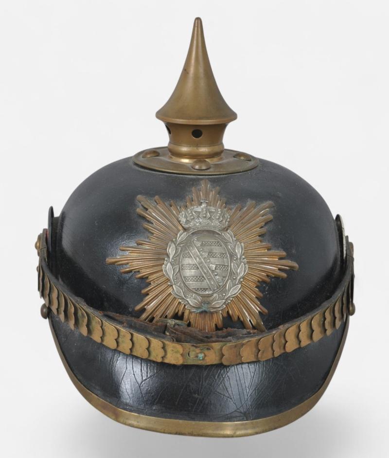 WW1 German NCOs Regimentally Marked Saxon Pickelhaube