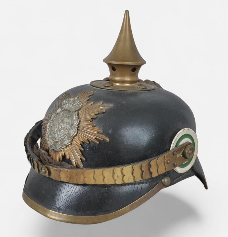 WW1 German NCOs Regimentally Marked Saxon Pickelhaube