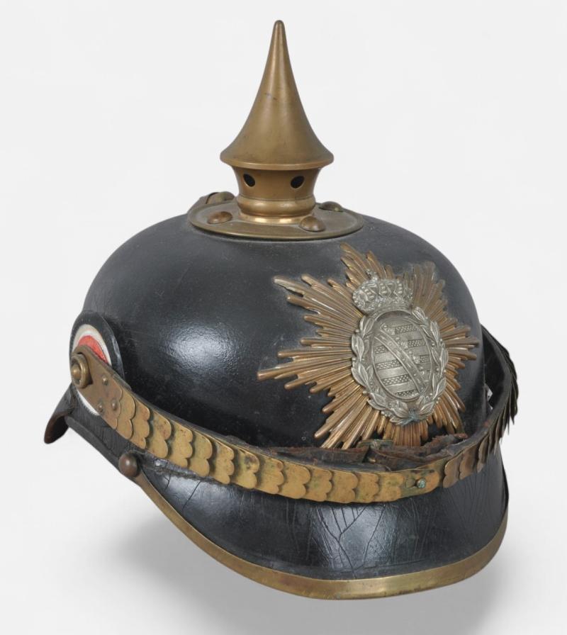WW1 German NCOs Regimentally Marked Saxon Pickelhaube