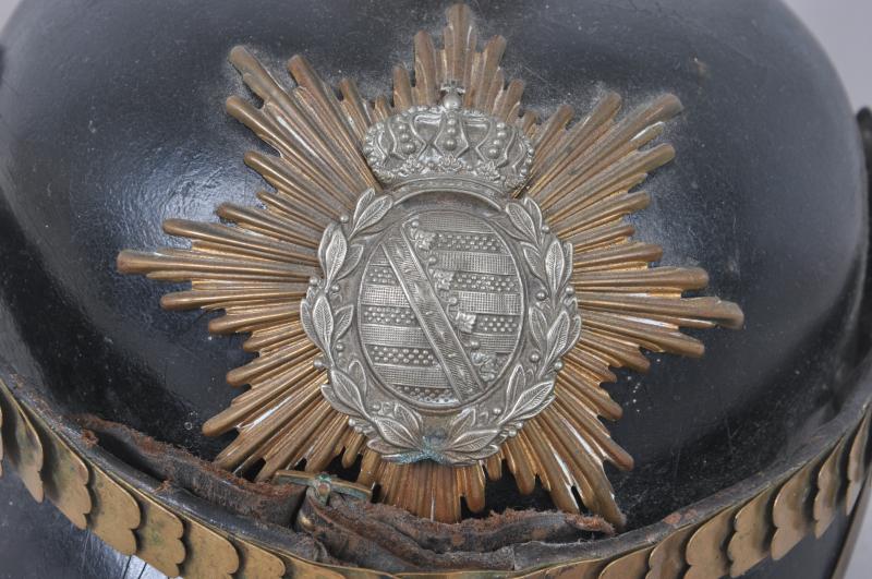 WW1 German NCOs Regimentally Marked Saxon Pickelhaube