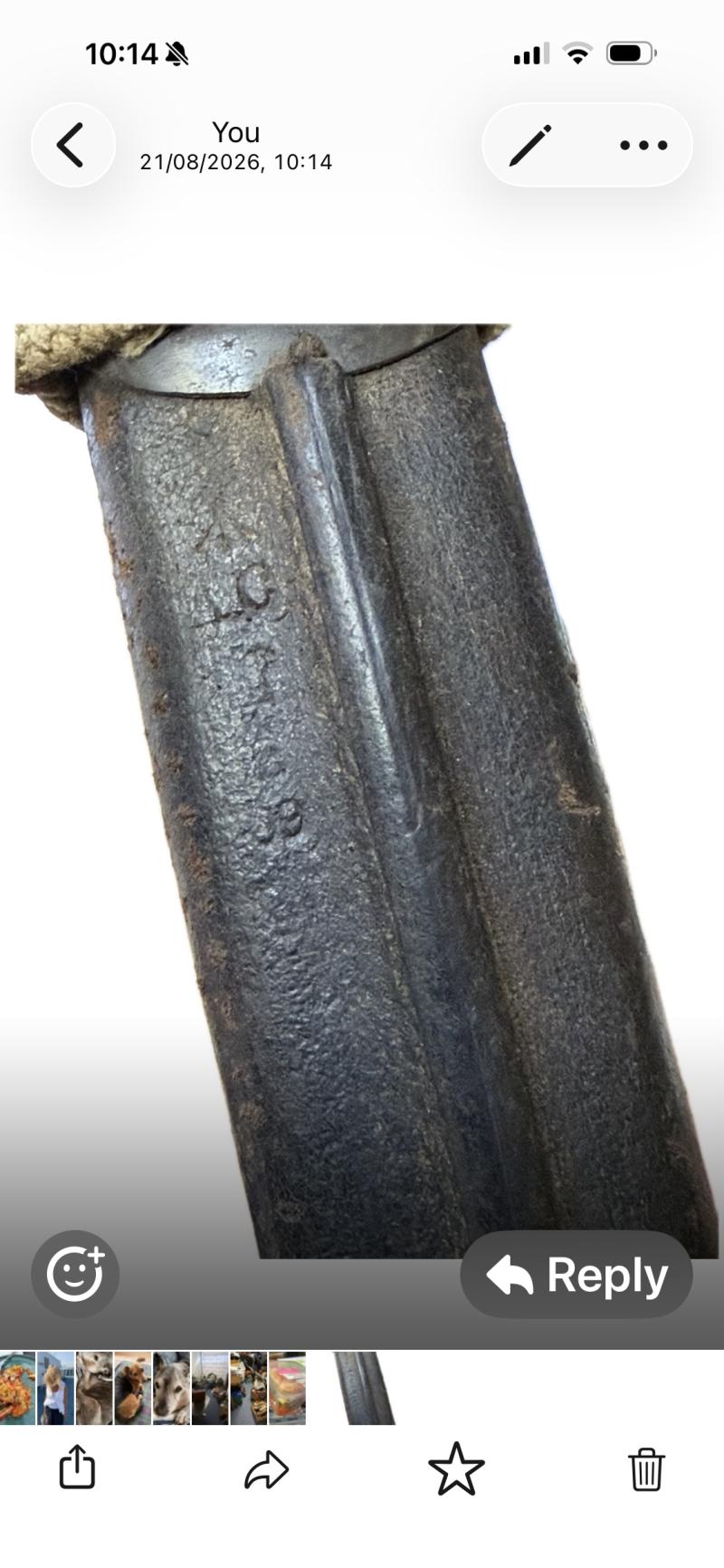 WW1 British '07 Pattern Matching Numbered To 1st Pattern Scabbard Hooked Quillon Bayonet Marked 1st Northumberland Fusiliers With 1915 Dated Frog