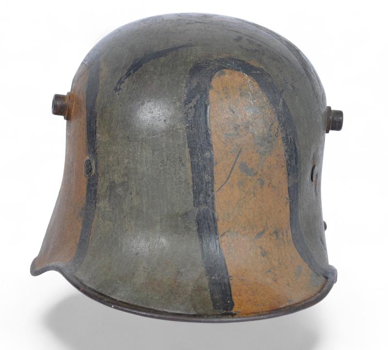 WW1 German Camouflage M16 Helmet With Battle Damage