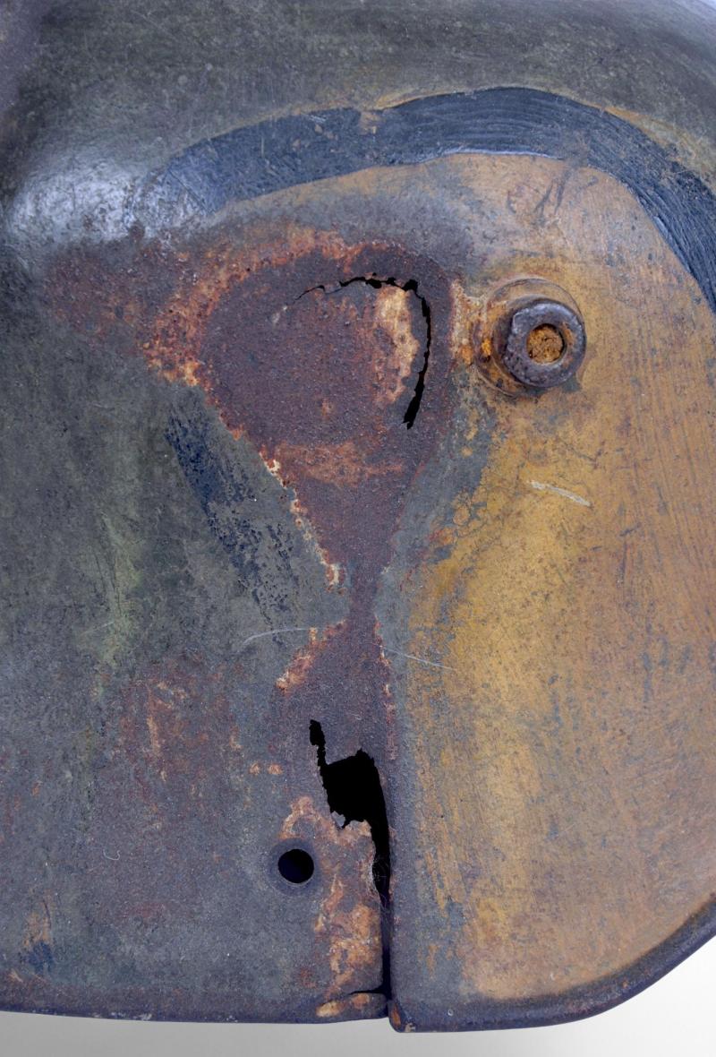 WW1 German Camouflage M16 Helmet With Battle Damage