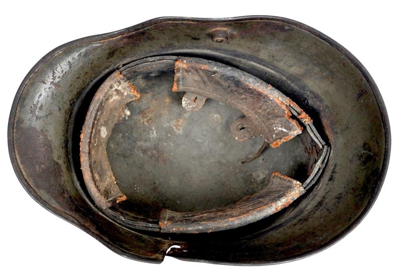 WW1 German Camouflage M16 Helmet With Battle Damage