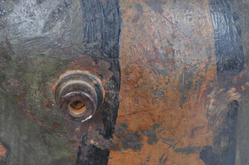 WW1 German Camouflage M16 Helmet With Battle Damage