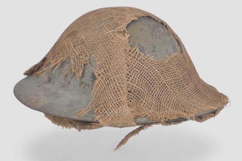 WW1 British War Office Brodie Helmet With Hessian Camouflage Cover