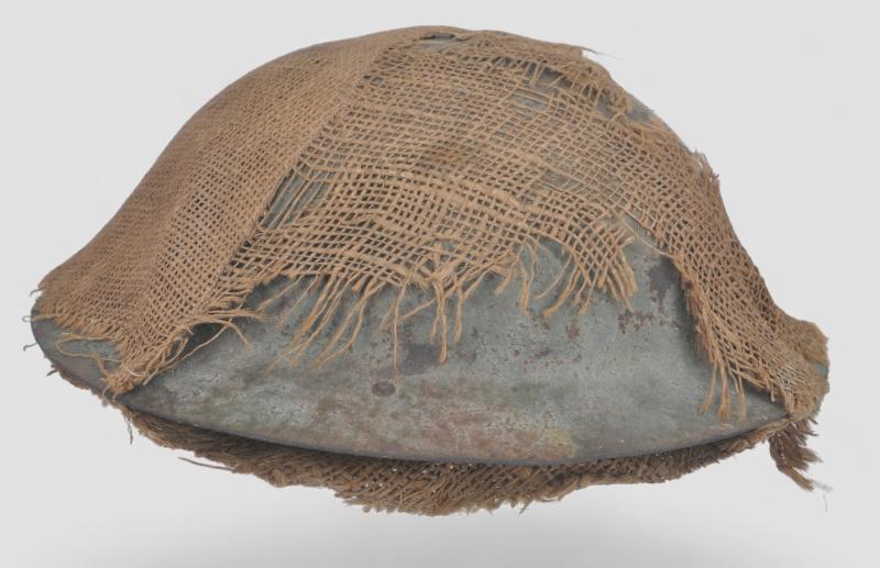 WW1 British War Office Brodie Helmet With Hessian Camouflage Cover