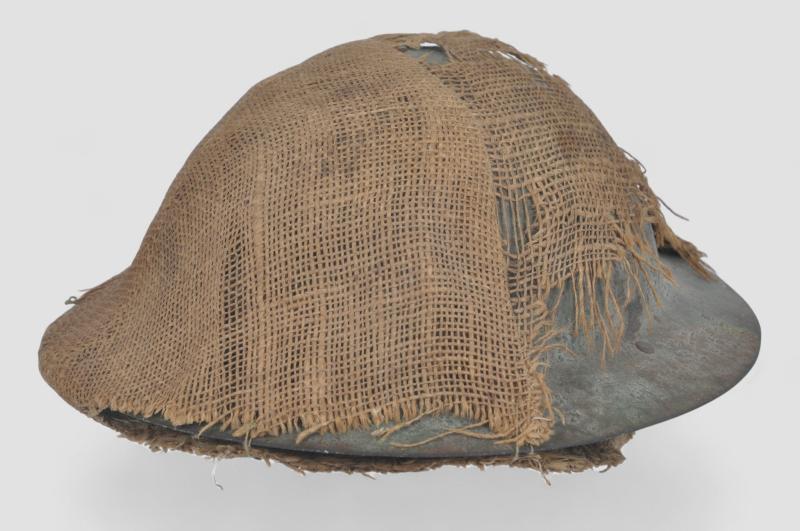 WW1 British War Office Brodie Helmet With Hessian Camouflage Cover