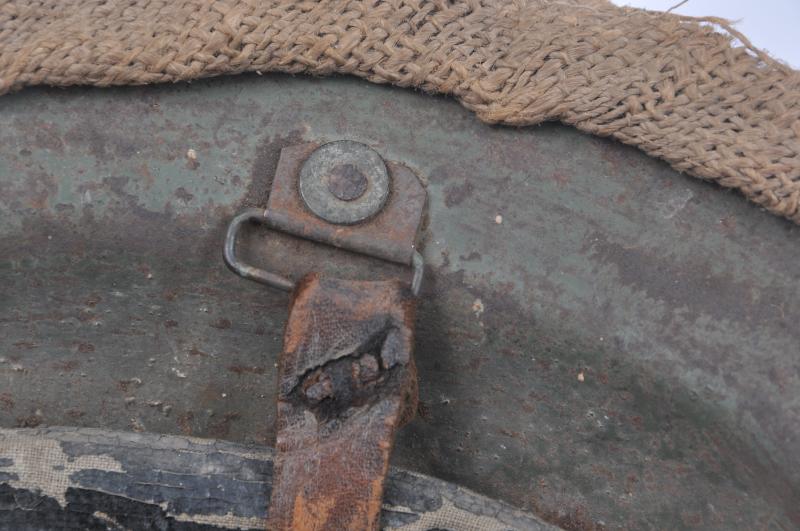 WW1 British War Office Brodie Helmet With Hessian Camouflage Cover