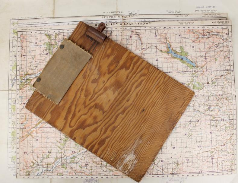 WW2 British Officers Map Board 1943 & Three Maps 1940 Dated